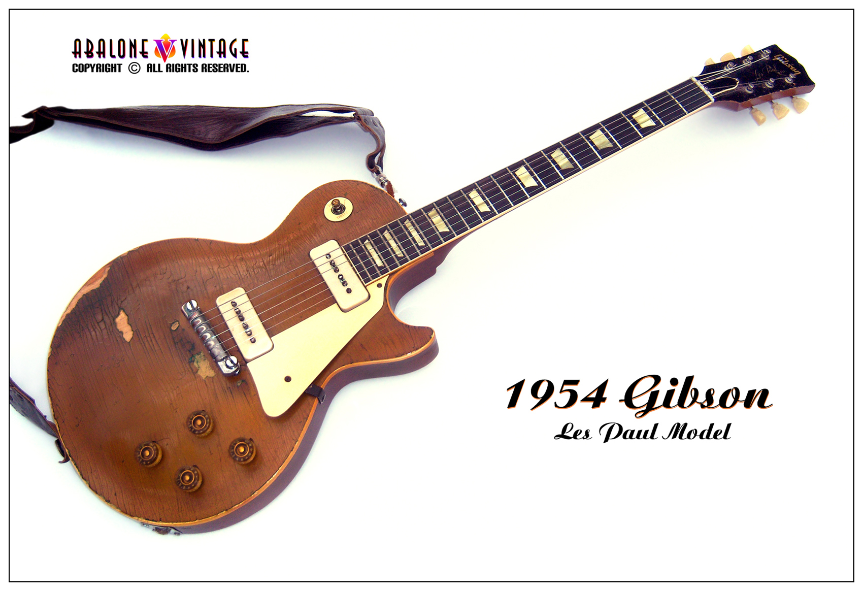 1954 Gibson Les Paul Standard Model Guitar. The well loved and worn road warrior.
