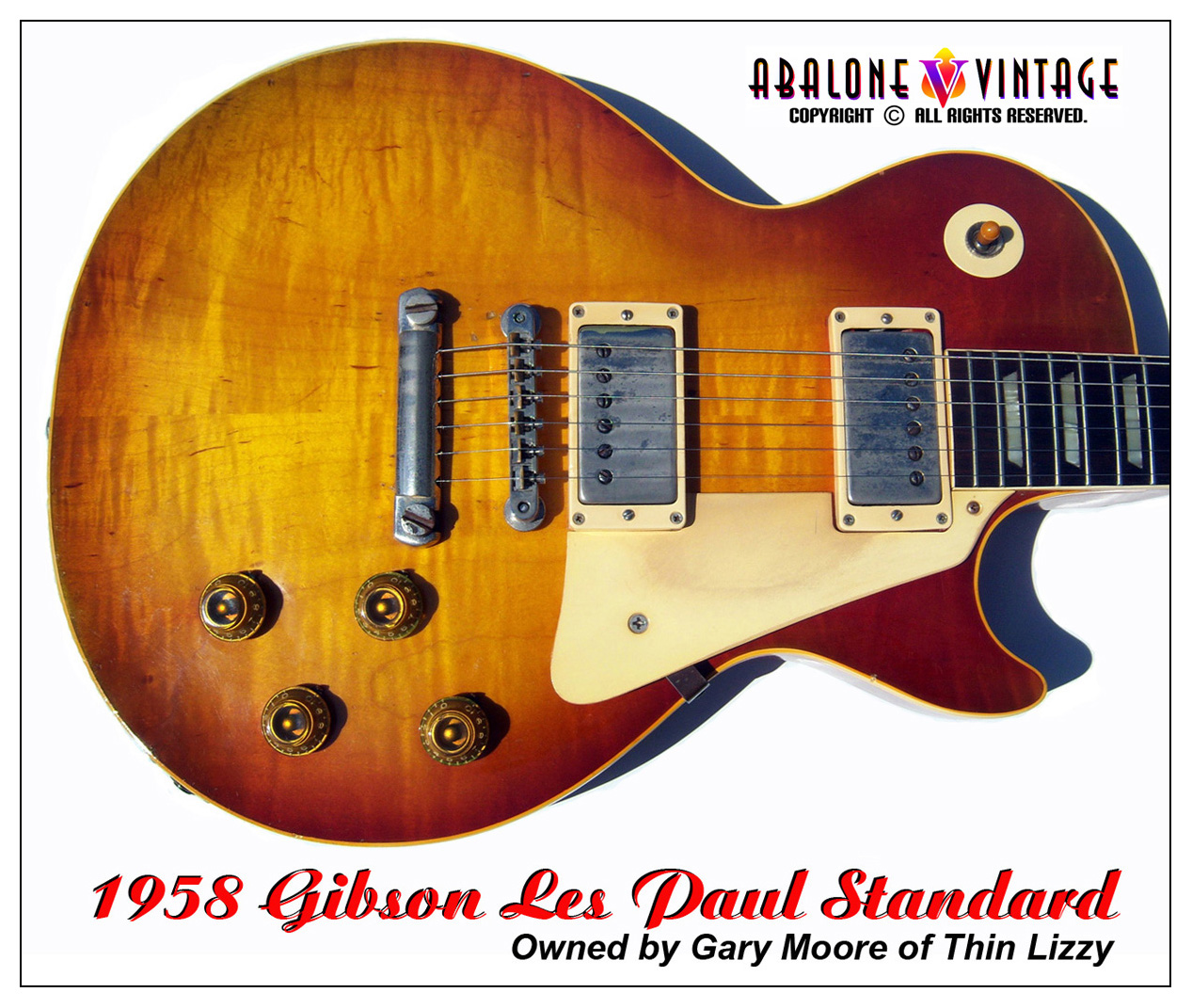 1958 Gibson Les Paul Standard guitar owned by Gary Moore of Thin Lizzy.