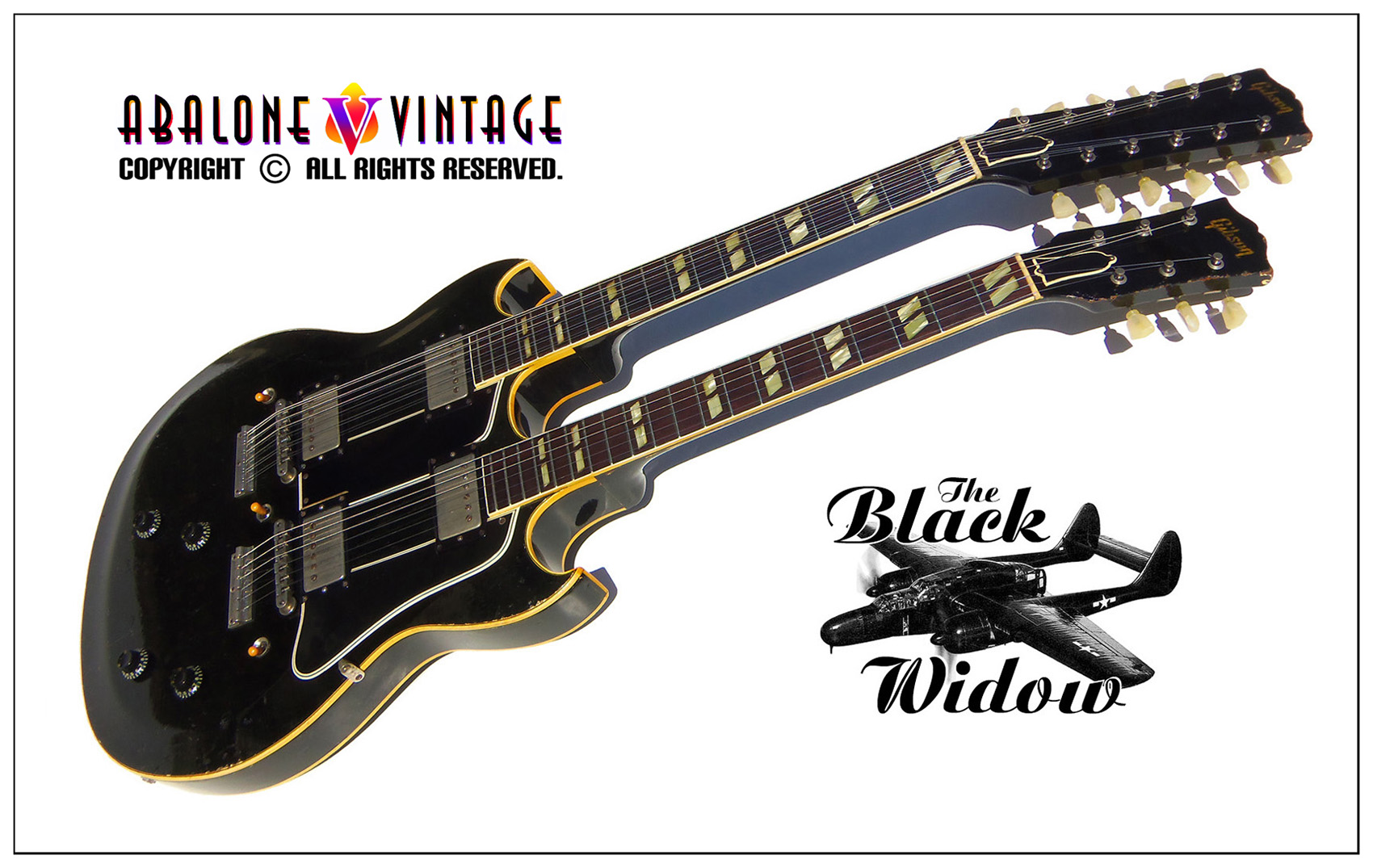 1959 Gibson EDS-1275 Double Twelve Double Neck Guitar. "The Black Widow." Vintage guitar authentication