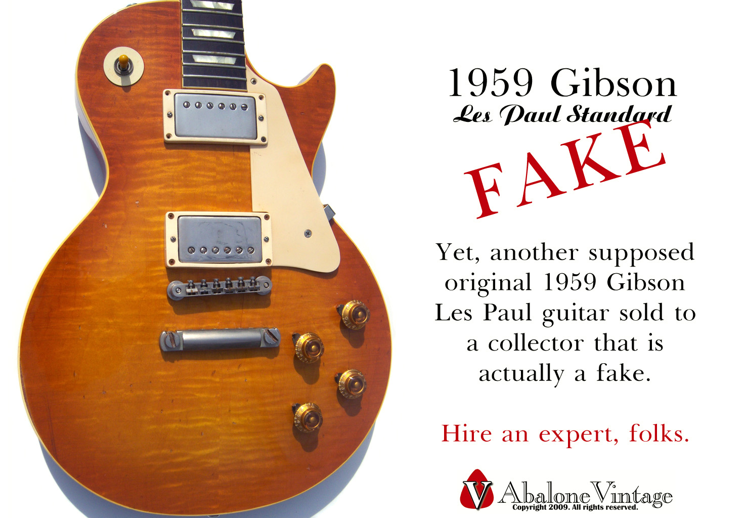 Fake 1959 Gibson Les Paul guitar Forgery replica les paul copy fake replica Gibson guitars hire an expert authentication specialist